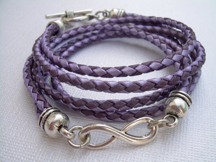 Triple Wrap Leather Infinity Bracelet, Purple and Lavander Infinity Bracelet, Leather Bracelet, Womens Bracelet, Bridesmaid Gift, Womens - Urban Survival Gear USA