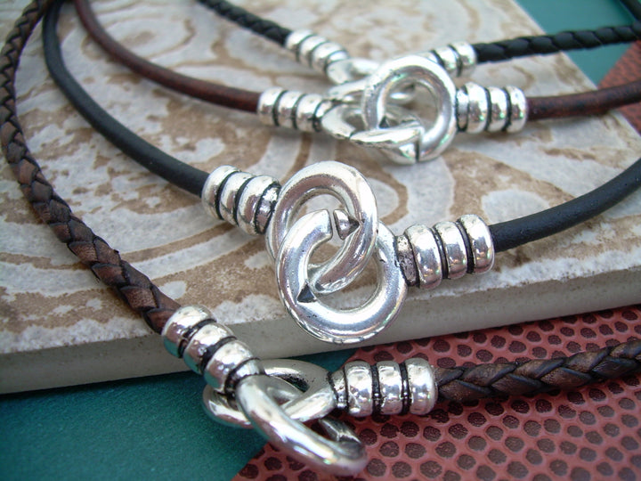 Leather Necklace, Infinity Necklace, Leather Infinity Necklace, Mens, Womens, Unisex, Mens Jewelry, Womens Jewelry - Urban Survival Gear USA