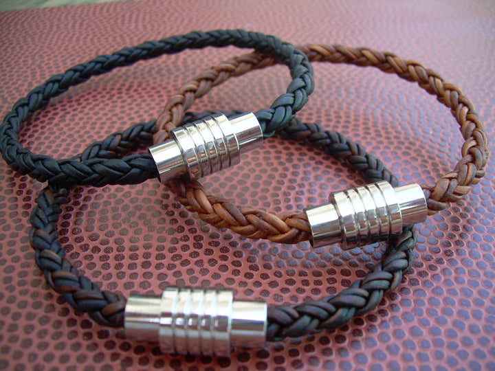 Men's Bracelets Leather, Leather Bracelets for Men, Men's Bracelets, Leather Bracelets, Stainless Steel Magnetic Clasp, - Urban Survival Gear USA