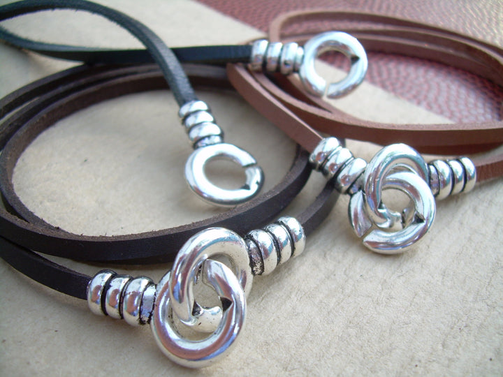 Infinity Bracelet, Leather Bracelet, Infinity, Triple Wrap, Interlocking Clasp, Mens Bracelet, Womens Bracelet, Mens Jewelry - Urban Survival Gear USA