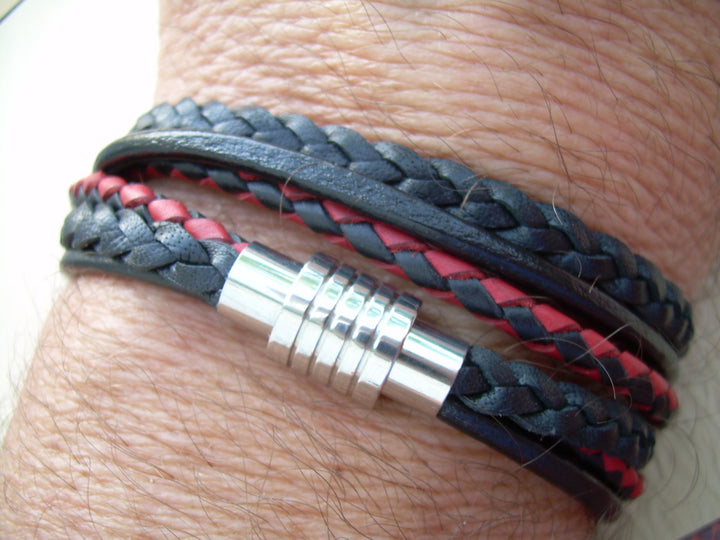 Men's Leather Bracelet, Men's Bracelet, Wrap Bracelet, Stainless Steel Magnetic Clasp, Men's Gift, Bracelet, Men's Jewelry,Father's Day - Urban Survival Gear USA