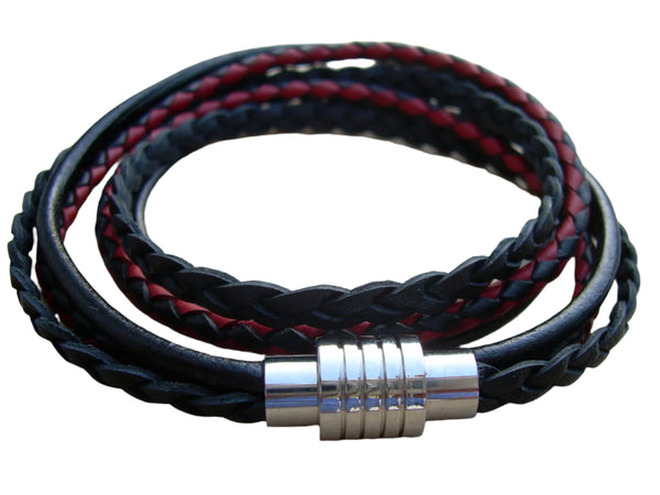 Men's Leather Bracelet, Men's Bracelet, Wrap Bracelet, Stainless Steel Magnetic Clasp, Men's Gift, Bracelet, Men's Jewelry,Father's Day - Urban Survival Gear USA