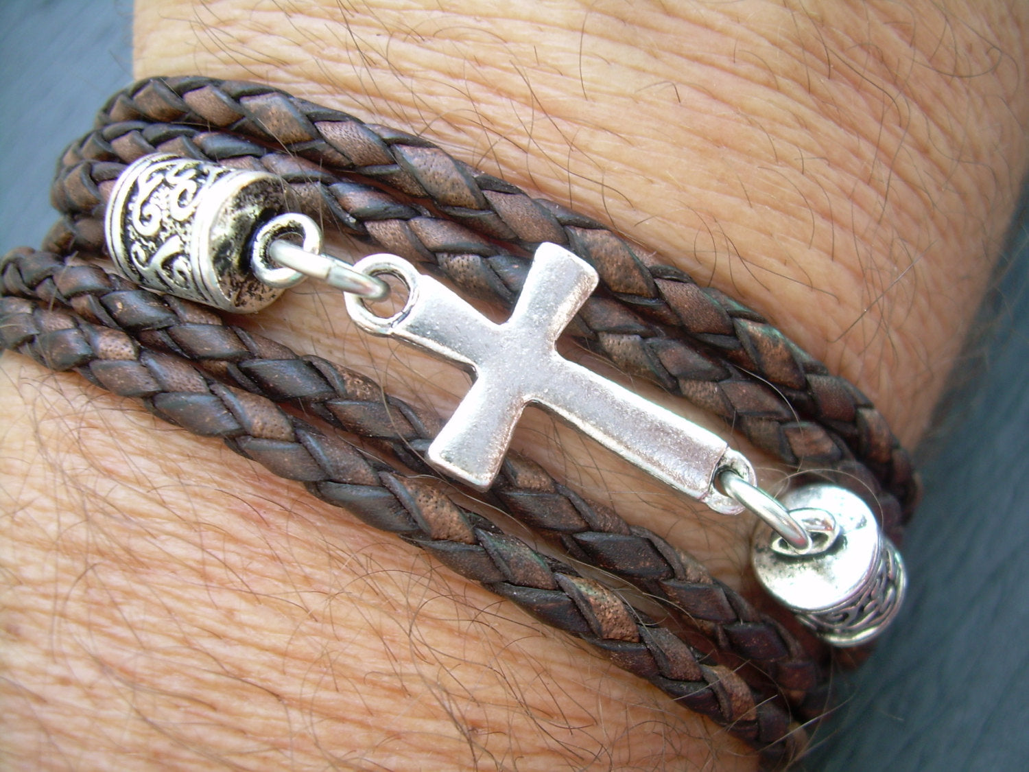 Leather Bracelet Cross Bracelet Mens Bracelets Leather Christian Je   Urban Survival Gear USA