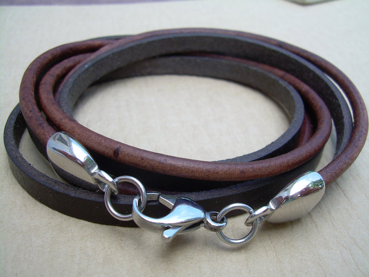 Mens Bracelets, Leather Bracelets for Men, Mens Bracelets Leather, Leather, Leather Bracelet, Stainless Steel and Leather Wrap Bracelet, - Urban Survival Gear USA