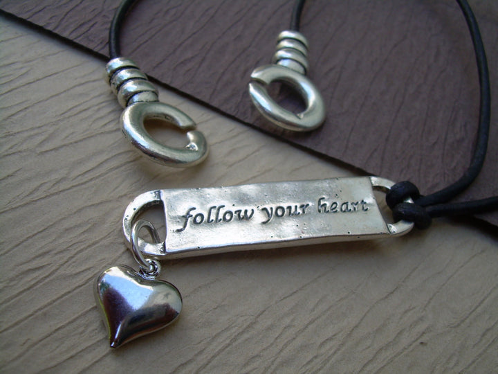 Follow your heart Leather Necklace, Womens Necklace, Womens Jewelry - Urban Survival Gear USA