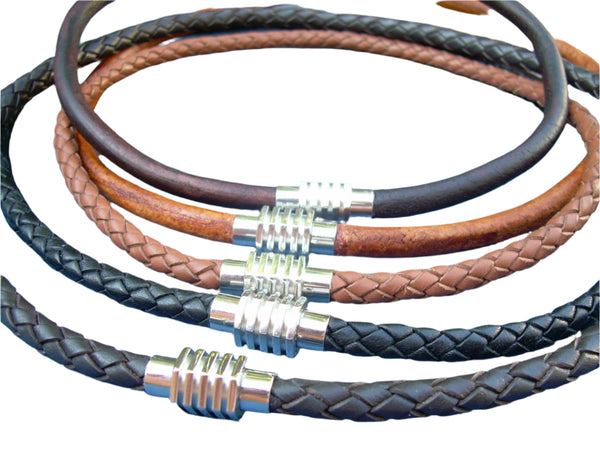 Mens Braided Leather Necklace Mens Necklace Leather Necklace Stainless Steel Magnetic Clasp Necklace Mens Jewelry Mens Gift, Leather Jewelry - Urban Survival Gear USA