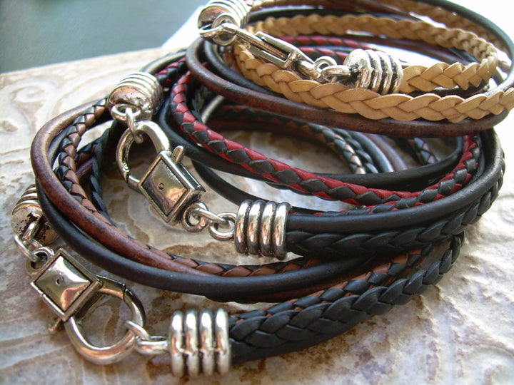 Leather Bracelet, Mens Leather Bracelet, Wrap Bracelet, Double Wrap Bacelet,  Mens Jewelry, Mens Bracelet, Bracelet, Jewelry - Urban Survival Gear USA