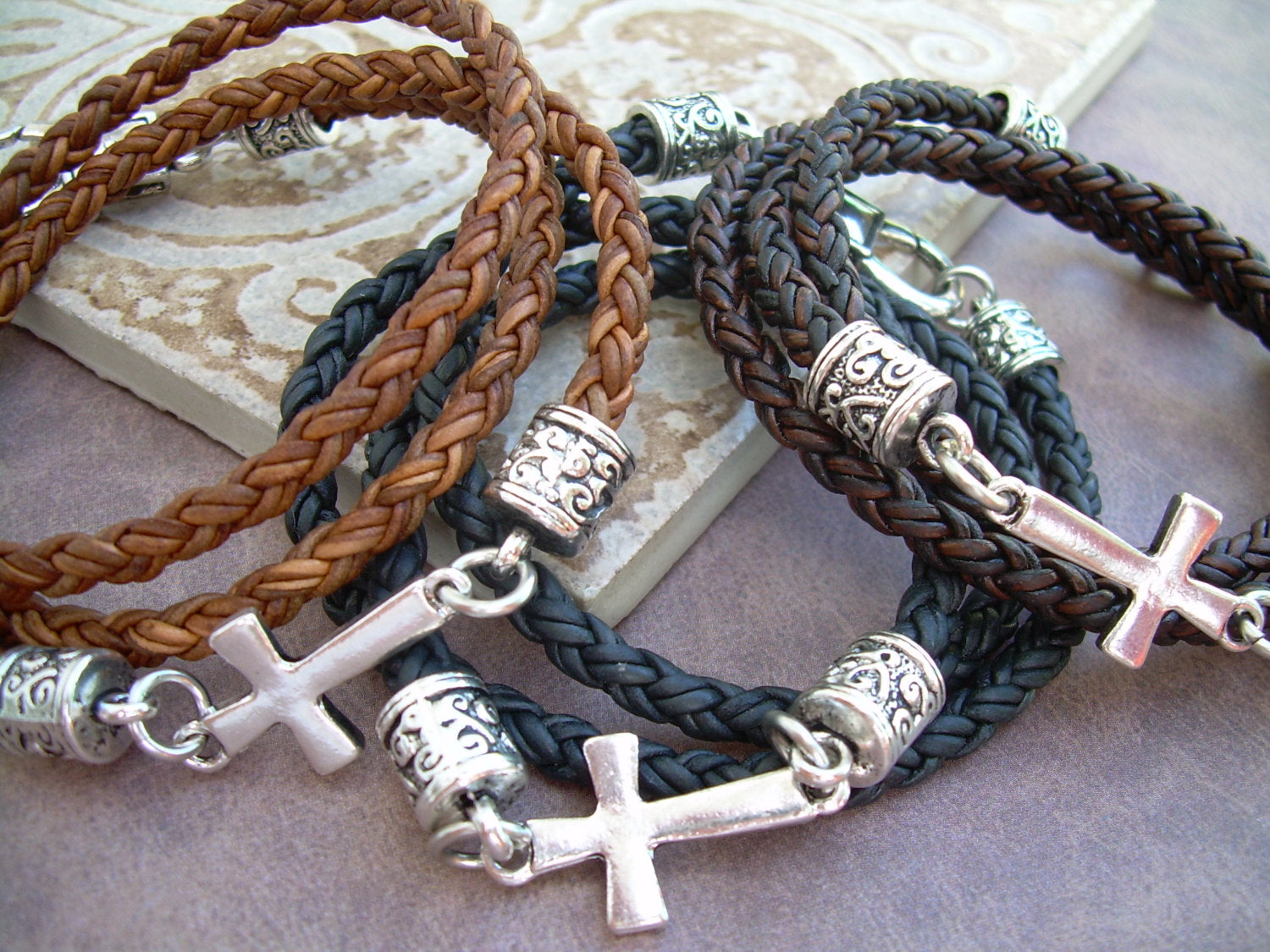 Sterling Silver Seven Archangels Saints and Cross bracelet, Guardian Angel  Religious Catholic Men's Bracelet Heavy, Handcrafted | Secretium