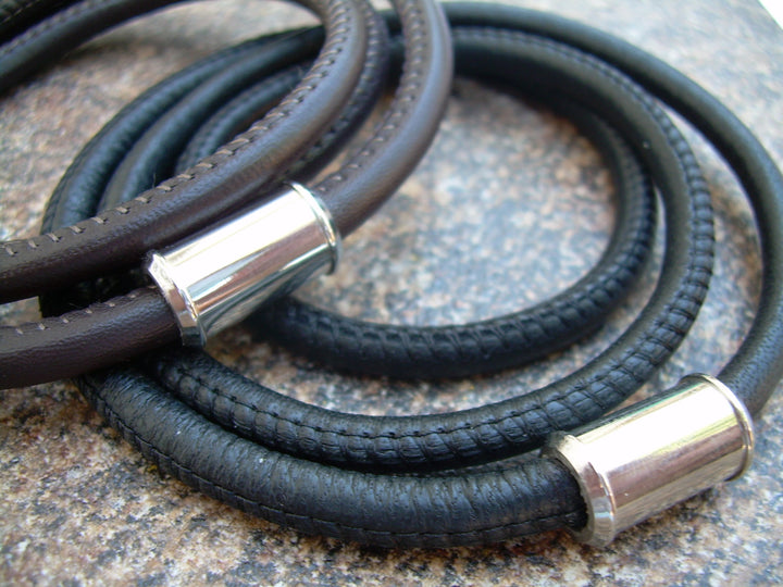 Mens Bracelets Leather Bracelet, Bracelets for Men,  Nappa Leather Bracelet with Stainless Steel Magnetic Clasp, Triple Wrap, Mens Jewelry - Urban Survival Gear USA