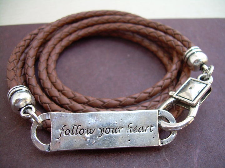 Valentines Day Jewelry, Triple Wrap Leather Bracelet, Mens Bracelet, Womens Bracelet, Mens Jewelry, Follow Your Heart, Mens,Womens, Bracelet - Urban Survival Gear USA