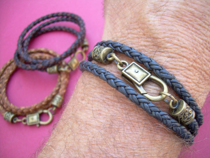 Premium Triple Wrap Leather Bracelet, Mens Bracelet, Womens Bracelet, Mens Jewelry, Fathers Day - Urban Survival Gear USA