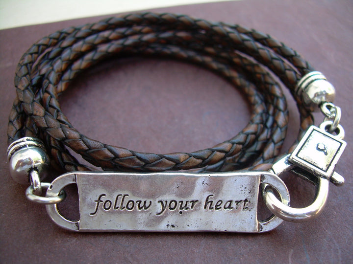 Triple Wrap Follow Your Heart Leather Bracelet, Mens Bracelet, Womens Bracelet, Mens Jewelry, Womens Jewelry, Leather Bracelet, Mens Gift - Urban Survival Gear USA