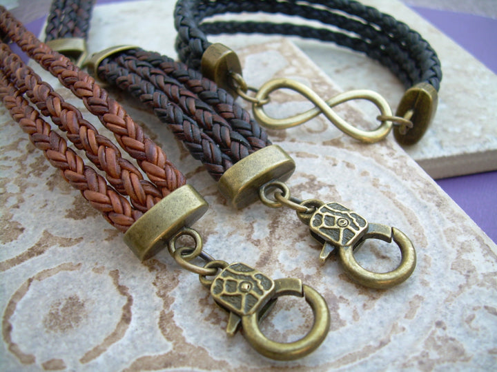 Infinity Leather Bracelet with Antique Bronze Hardware, Infinity Bracelet, Infinity, Mens Bracelet, Womens Bracelet, - Urban Survival Gear USA