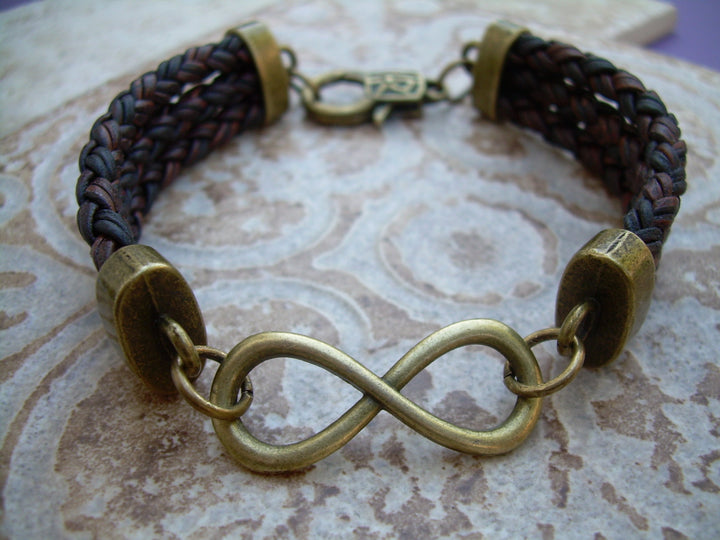 Infinity Leather Bracelet with Antique Bronze Hardware, Infinity Bracelet, Infinity, Mens Bracelet, Womens Bracelet, - Urban Survival Gear USA