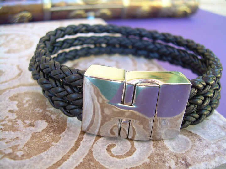 Mens Bracelet Leather, Leather Bracelet for Men, Stainless Steel Magnetic Clasp, Leather Bracelet,  Mens Bracelet, Mens Jewelry, Groomsmen - Urban Survival Gear USA