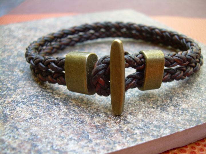 Toggle Clasp Braided Leather Bracelet, Mens Bracelet, Mens Jewelry, Womens Jewelry, Womens Bracelet, Gift for Him, Gift for Her, Bracelet - Urban Survival Gear USA