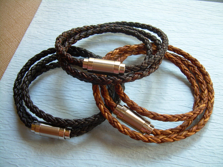 Premium Triple Wrap Braided Leather Bracelet, Mens Bracelets Leather, Wrap Bracelet, Magnetic Clasp, Mens Jewelry, Leather Bracelet, - Urban Survival Gear USA