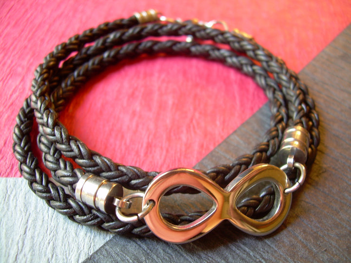 Stainless Steel and Leather Infinity Bracelet,Infinity Bracelet, Wrap Bracelet,Mens Bracelet, Womens Bracelet,Mens Jewelry, Infinity Jewelry - Urban Survival Gear USA